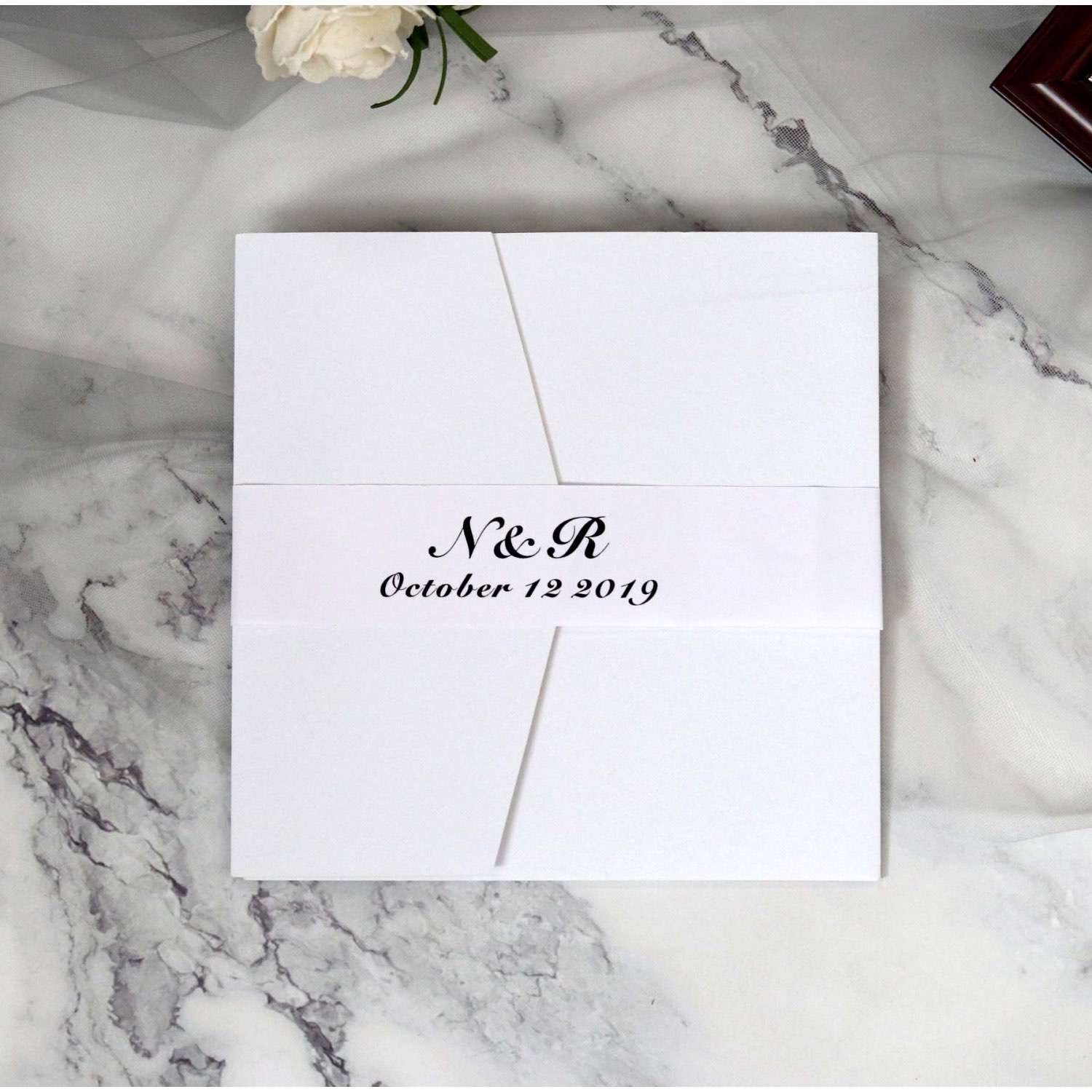 Square Slap-up Invitation Card Laser Marriage Invitations Ivory Tint Color Wholesale